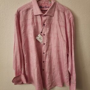 NWT Robert Graham Pink Morley Linen Blend Button Down Shirt Mens 3XL